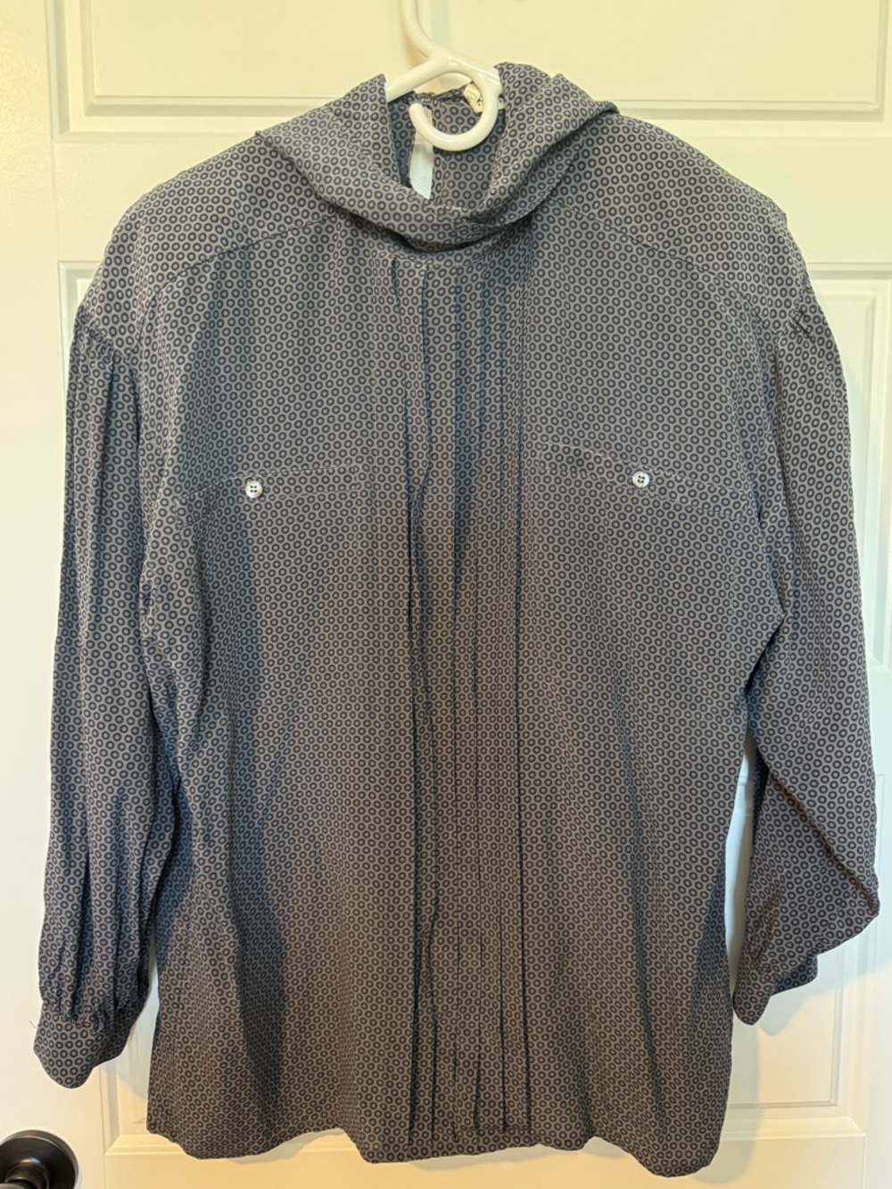 VINTAGE Escada by Margaretha Ley 100% Silk Geometric Blouse, Gray, Size 36/US 4
